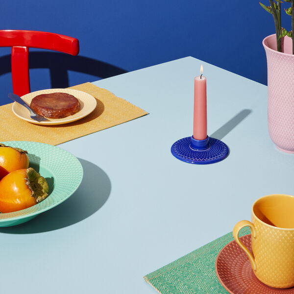 Rhombe Color kronelysestake, m&oslash;rk bl&aring;, Lyngby Porcel&aelig;n