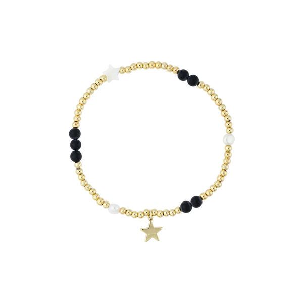 Metal Bead armb&aring;nd W/Stone Beads & Pearls, matte black, DARK department