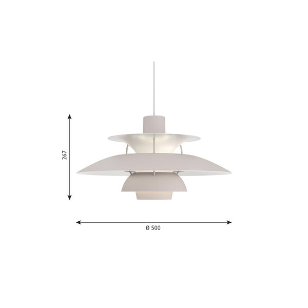 PH 5 Monochrome pendel, oyster grey, Louis Poulsen