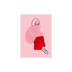 Rosa og r&oslash;d linje dame, Poster & Frame