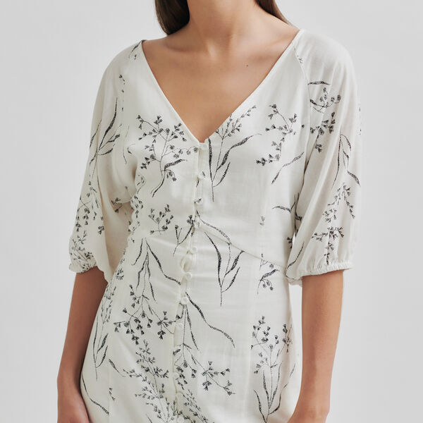 Eline Fitted Dress, white alyssum, Second Female