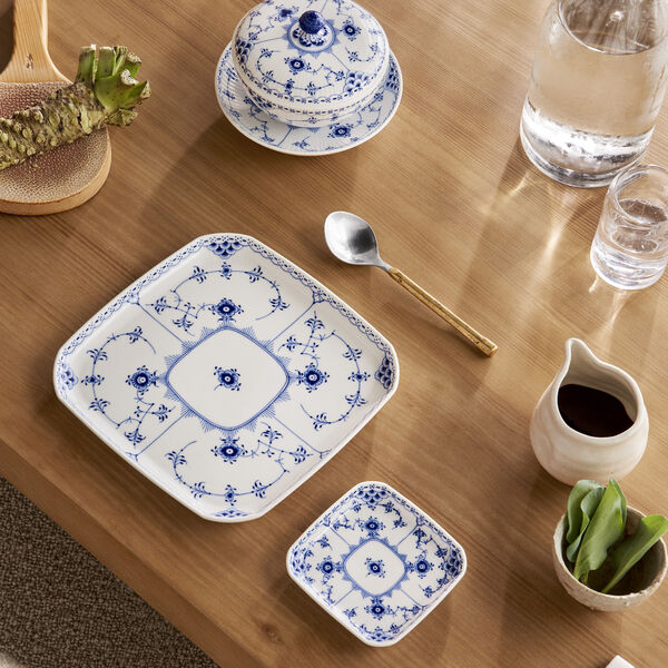 Musselmalt Halvblonde firkantet tallerken 21 cm, Royal Copenhagen