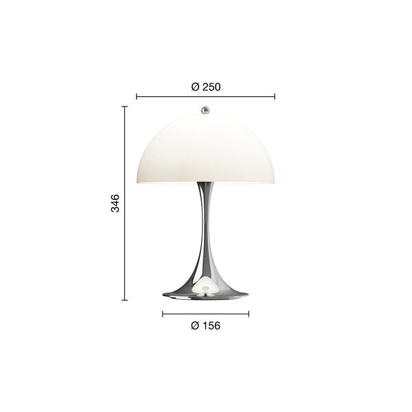 Panthella 250 Portable bordlampe, chrome opal beige, Louis Poulsen