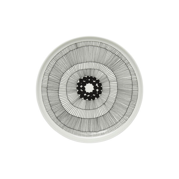 Oiva/Siirtolapuutarha tallerken Ø 25 cm, hvit/sort Oiva/Siirtolapuutarha tallerken Ø 25 cm, hvit/sort, Marimekko