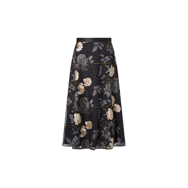 Raven Skirt Floral Embroidery, grey floral, Ida Sj&ouml;stedt