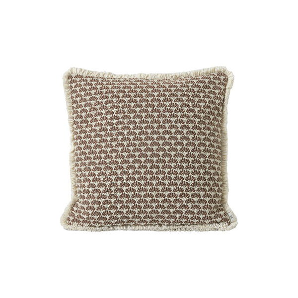 Frida daisy fringe pute reverse 50x50, rust/ivory, Kitty Sablu