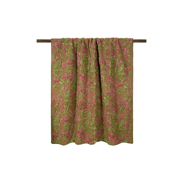 Old Flower Easy Boiled Wool pledd, brown/pink/green, Frati Home