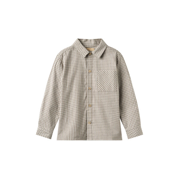 Shirt L/S Oscar, 0104 greybrown check, Wheat