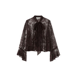 Allyson Blouse Fine Lace, dark brown, Ida Sj&ouml;stedt