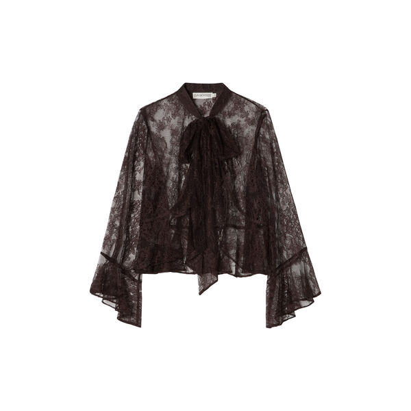 Allyson Blouse Fine Lace, dark brown, Ida Sj&ouml;stedt