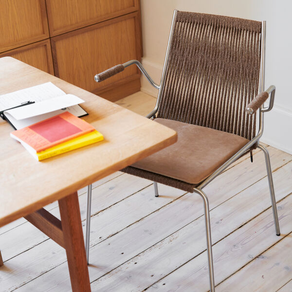 Noel Armrest Chair, steel/dark grey wool, Thorup Copenhagen