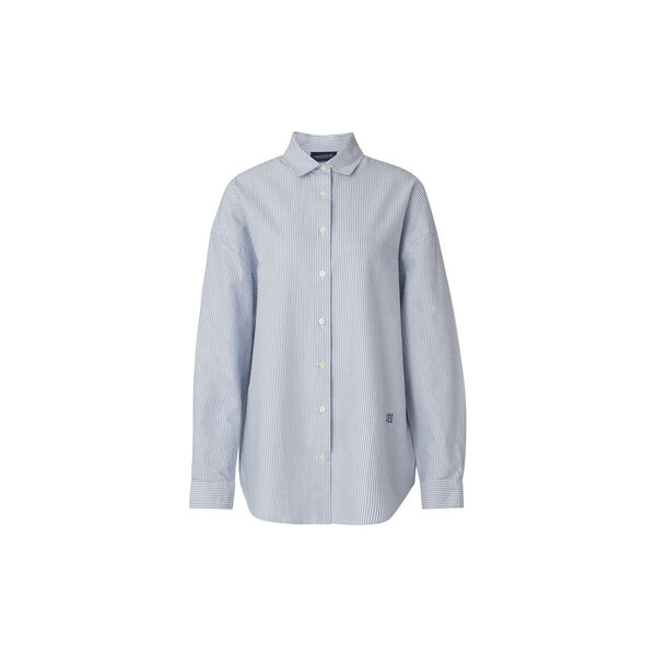 Pernilla Organic Cotton Oxford skjorte, blå/hvit stripe Pernilla Organic Cotton Oxford skjorte, blå/hvit stripe, Lexington