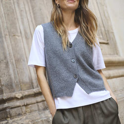 SylvaPW Waistcoat, medium grey melange SylvaPW Waistcoat, medium grey melange, Part Two