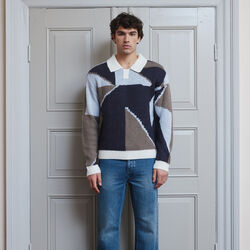 CFBIRK Geometric Knit with Polo Collar, roasted cashew, Casual Friday