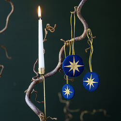 Stjerner julepynt i forskellige str. 3 stk., midnattsblå, Langkilde & Søn