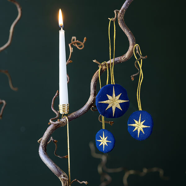 Stjerner julepynt i forskellige str. 3 stk., midnattsblå, Langkilde & Søn
