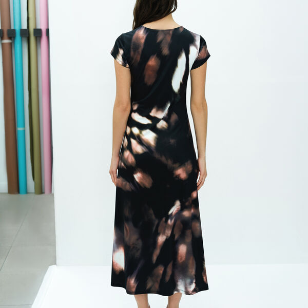 JOSEPHINE MAXINE JERSEY RUCHED MIDI DRESS, brown multi, French Connection