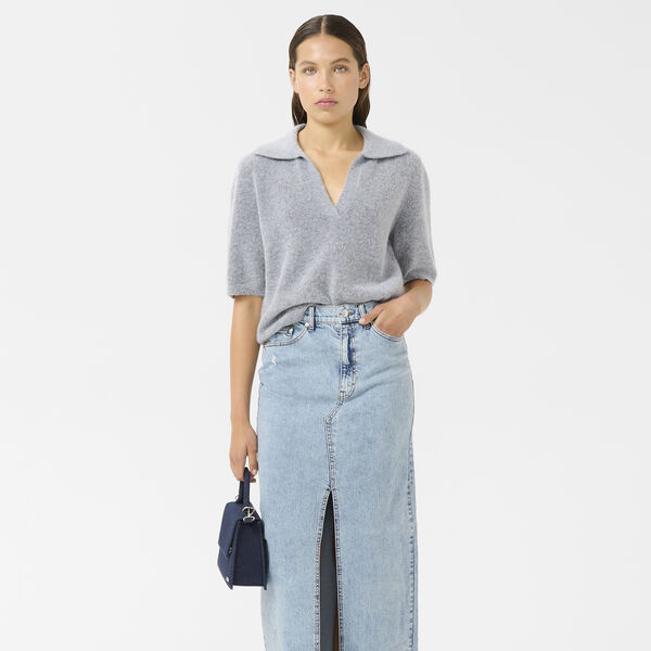 GZalpha ss polo pullover, pearl blue melange, Gestuz