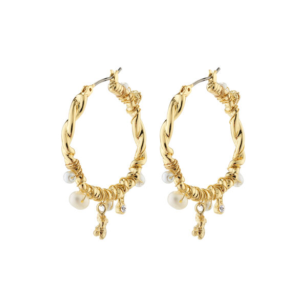 ANA Pearl & Crystal Hoops, gullbelagt, Pilgrim
