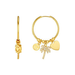 Mixed Charm Hoop Earrings, pale gold, Orelia