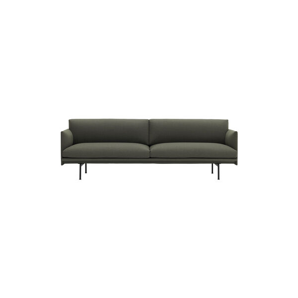 Outline 3-pers. sofa, mørkegrønn/svart, Muuto