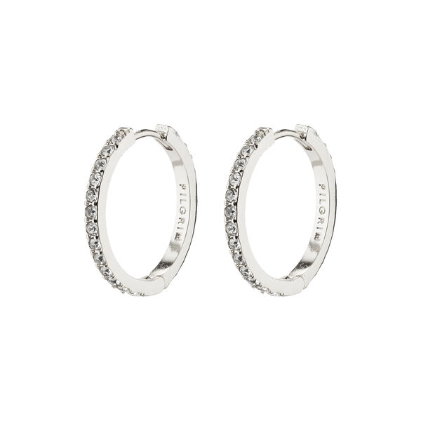 EBNA medium krystall hoops, sølvbelagt, Pilgrim