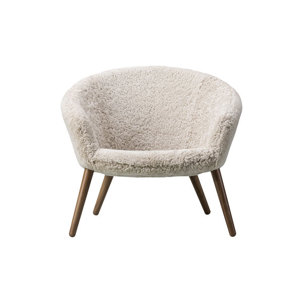 Ditzel loungestol, hvit/lakkert valn&oslash;tt, Fredericia Furniture