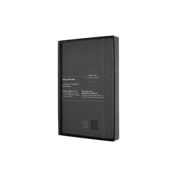 Notebook Leather linjerte sider, sort, Moleskine