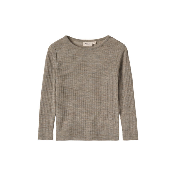 Wool Silk t-shirt L/S Alfie, 3204 khaki melange, Wheat