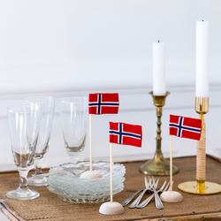 Mini bordflagg norske flagg, r&oslash;d, hvit, bl&aring;, Langkilde & S&oslash;n