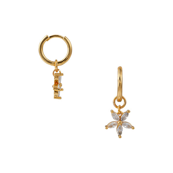 Crystal Flower Huggie Hoops, Orelia