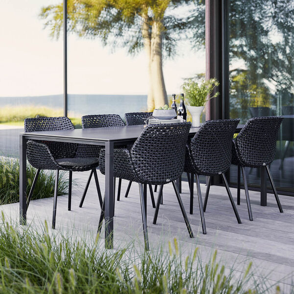 Pure spisebordunderstel 200x100 cm, lys gr&aring;/aluminium, Cane-line