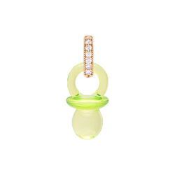 Pacifier Pendant Pave Connector, lime (G), Crystal Haze
