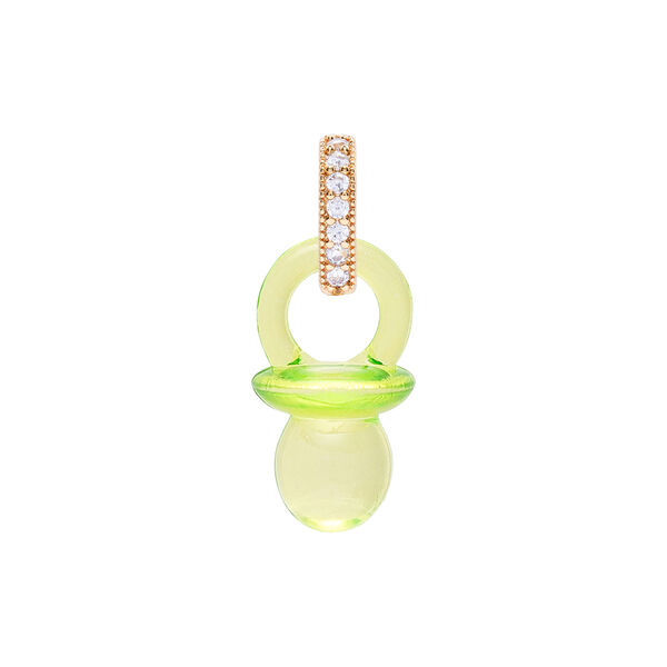 Pacifier Pendant Pave Connector, lime (G), Crystal Haze