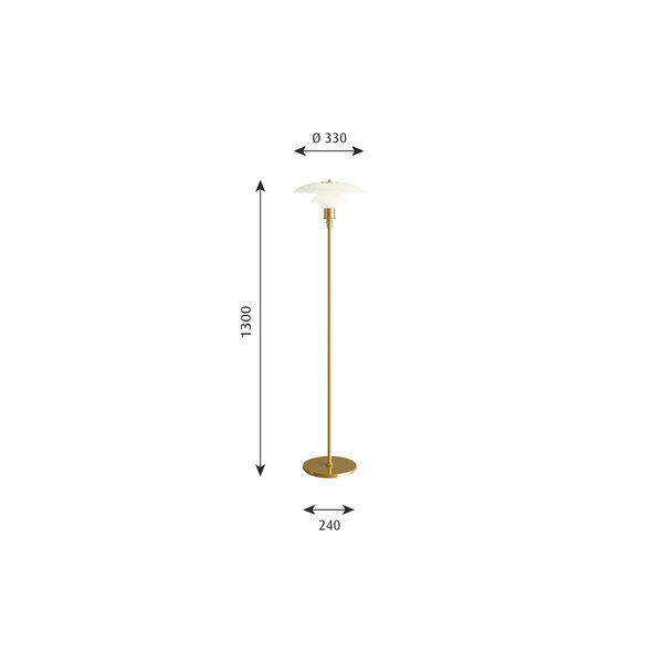 PH 3½-2½ gulvlampe, messing PH 3½-2½ gulvlampe, messing, Louis Poulsen