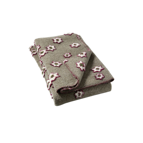 Alma flowers wool pledd 150x190, brown/burgundy, Kitty Sablu