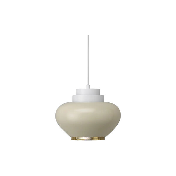 Pendant Light A333 “Turnip“, white/linen/brass-plated Pendant Light A333 “Turnip“, white/linen/brass-plated, Artek