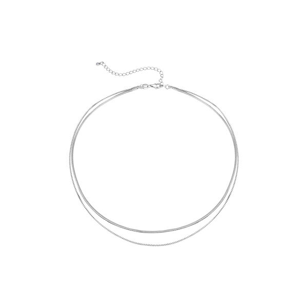 Nova Double Mix Necklace, silver, Nila Noor