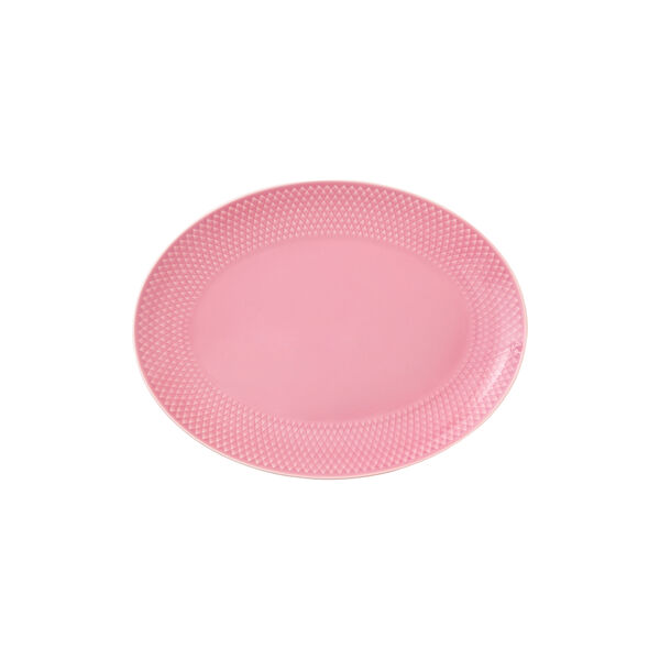 Rhombe Color oval serveringsfat, rosa Rhombe Color oval serveringsfat, rosa, Lyngby Porcelæn