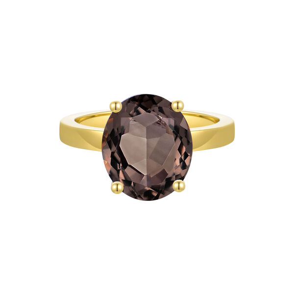 Selene Prong Ring, gold/smokey quartz, Nila Noor