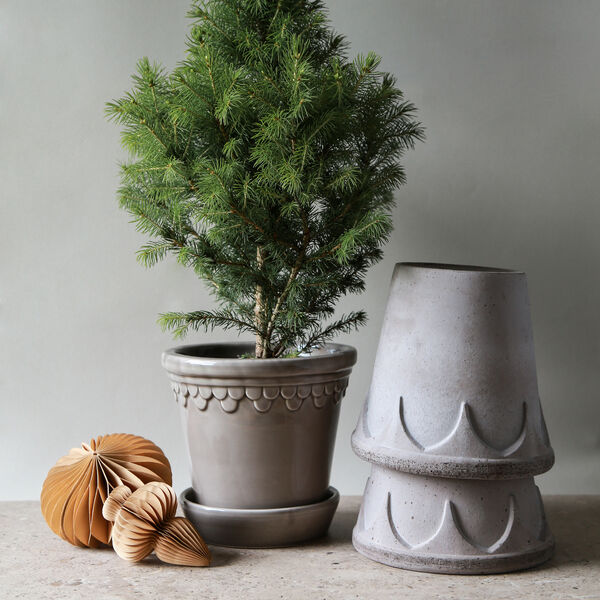 K&oslash;benhavner GLAZED krukke med underfat, pearl grey, Bergs Potter