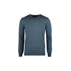 Sweater Knitted Crew Neck With Patch Merino Wool, light blue, Stenströms
