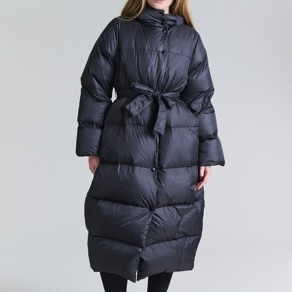 Feather down frakk med belte, black, BITTE KAI RAND