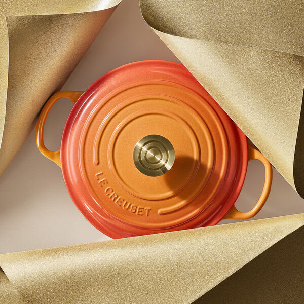 Rund jubileumsgryte &Oslash; 24 cm, flamme dor&eacute;e, Le Creuset