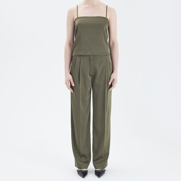 2ND Carter - Heavy Satin bukser, oliven natt, 2NDDAY