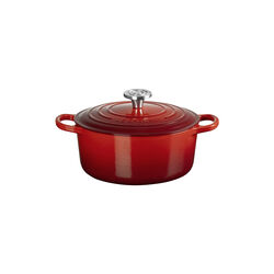 Signature st&oslash;pejern rund gryte | 24 cm | Cerise, Le Creuset