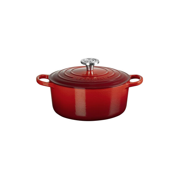 Signature st&oslash;pejern rund gryte | 24 cm | Cerise, Le Creuset
