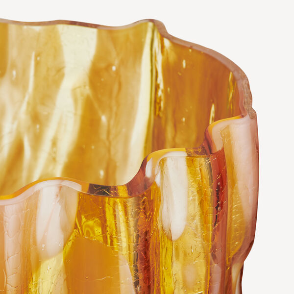 Crackle vase, amber/flaminco, Kosta Boda
