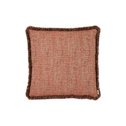 Audrey denim fringe pute 50x50, red rust, Kitty Sablu