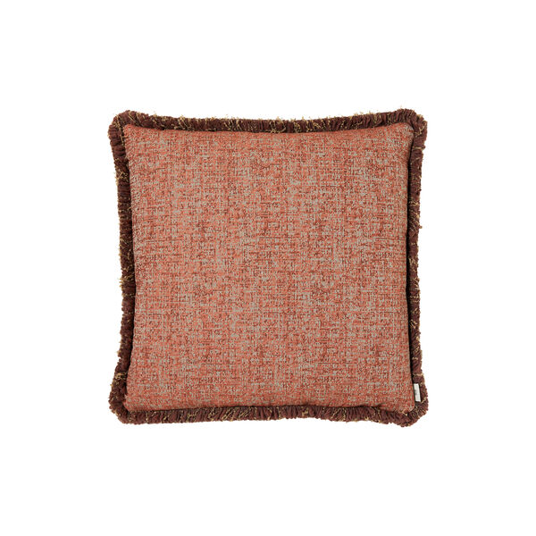 Audrey denim fringe pute 50x50, red rust, Kitty Sablu